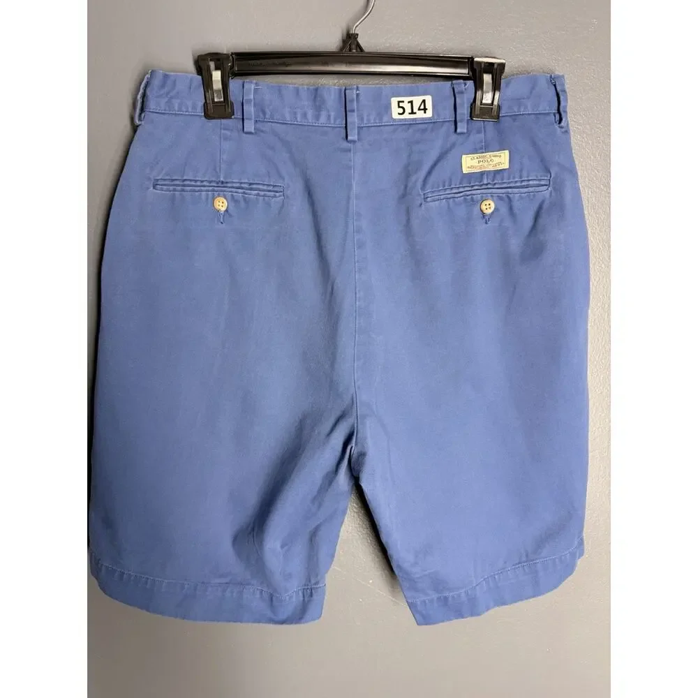 Polo Ralph Lauren Prospect Shorts Men’s 34 Blue Cotton Flat Front Chino Nice!!